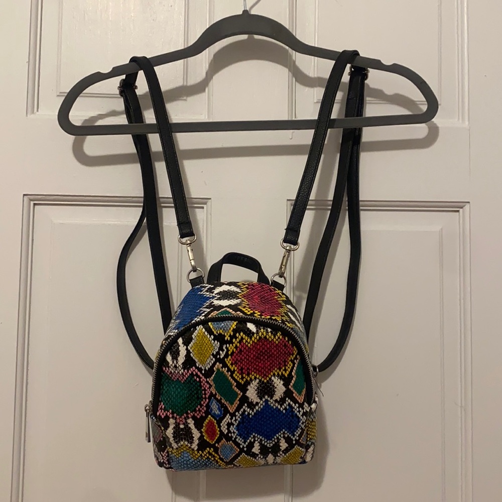 Multicolor Snake Print Convertible Backpack